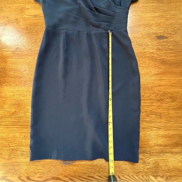 ⭐️ Brooks Brothers Navy Faux Wrap Cap Sleeve V Neck Dress Size 6 P - Picture 11 of 14